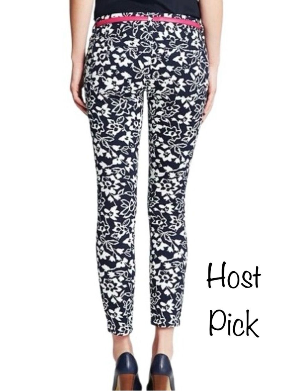 Banana Republic Sloan Floral Print Ankle Pants in Blue/White Womens 4P
